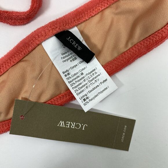 ⭐️ J Crew Bikini Top Swimsuit Double String Tie Triangle Sz 3X Terry Coral NWT - Picture 5 of 8